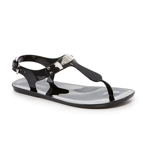 michael kors plate jelly sandals black|Michael Kors jelly thong sandals.